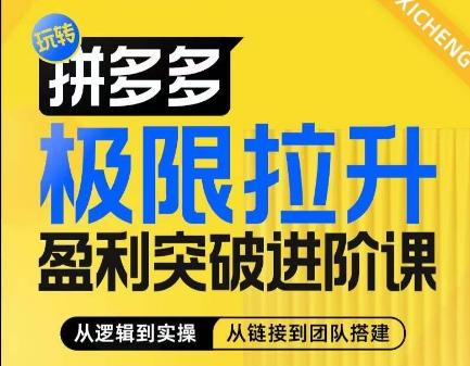 拼多多极限拉升盈利突破进阶课，​从算法到玩法，从玩法到团队搭建，体系化系统性帮助商家实现利润提升-E网资源