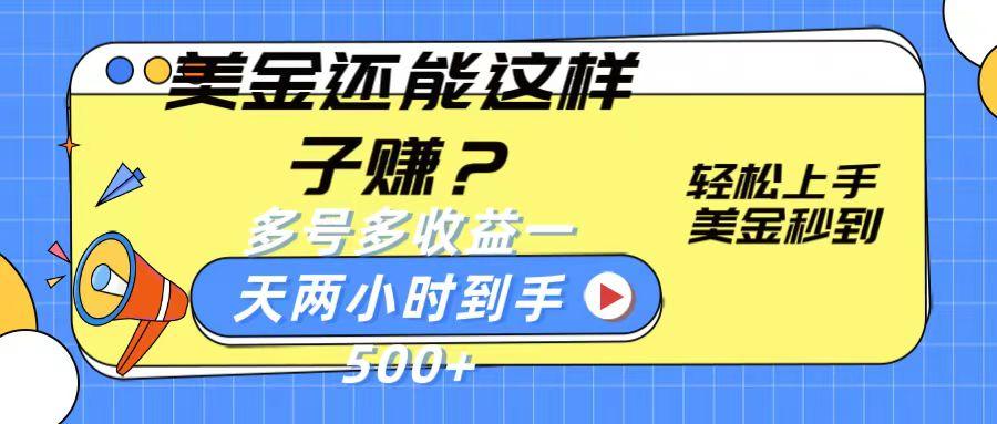 美金还能这样子赚？轻松上手，美金秒到账 多号多收益，一天 两小时，到手500+-E网资源