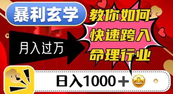 暴利玄学，教你如何快速跨入命理行业，日入1000＋月入过万-E网资源