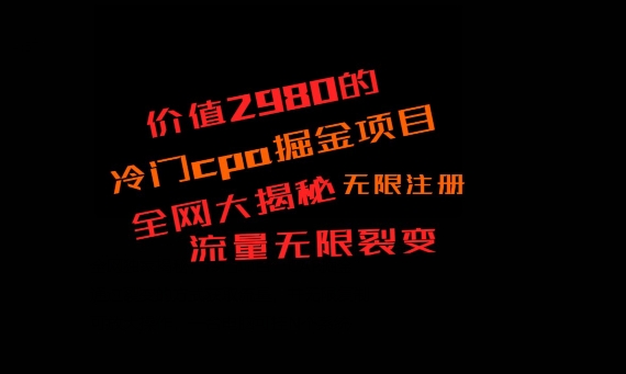 价值2980的CPA掘金项目大揭秘，号称当天收益200+，不见收益包赔双倍-E网资源