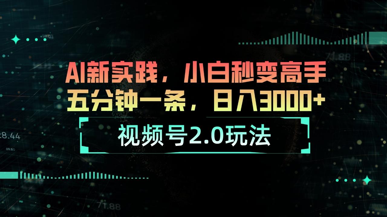 视频号2.0玩法 AI新实践，小白秒变高手五分钟一条，日入3000+-E网资源