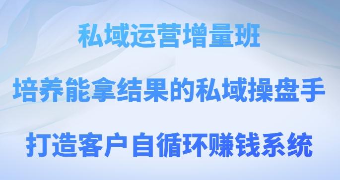 私域运营增量班，培养能拿结果的私域操盘手，打造客户自循环赚钱系统-E网资源