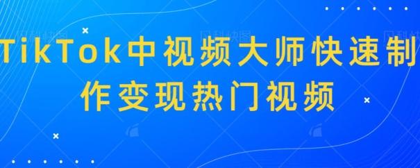 TikTok中视频大师快速制作变现热门视频-E网资源