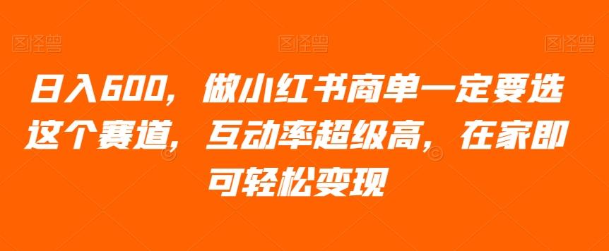 日入600，做小红书商单一定要选这个赛道，互动率超级高，在家即可轻松变现-E网资源