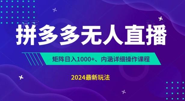 拼多多无人直播不封号，0投入，3天必起，无脑挂机，日入1k+【揭秘】-E网资源