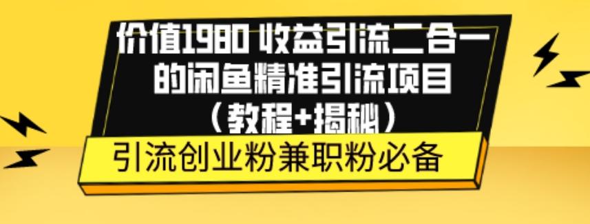 价值1980收益引流二合一的闲鱼精准引流项目（教程+揭秘）-E网资源