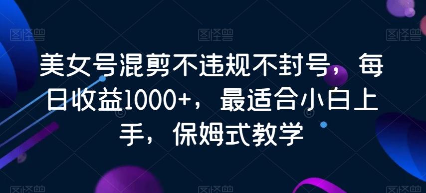 美女号混剪不违规不封号，每日收益1000+，最适合小白上手，保姆式教学-E网资源