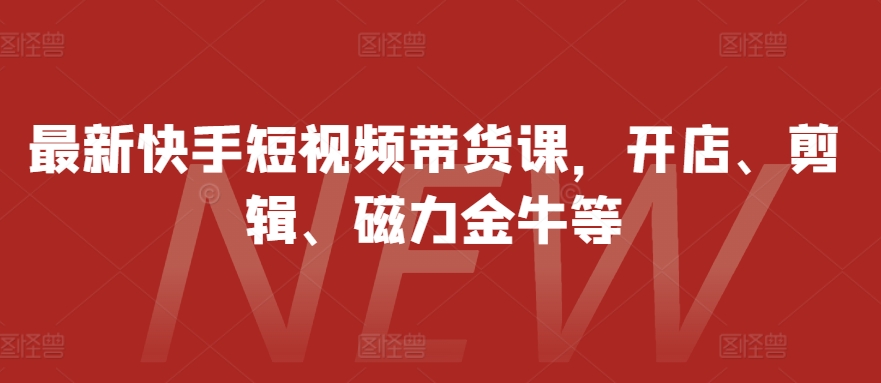 最新快手短视频带货课，开店、剪辑、磁力金牛等-E网资源