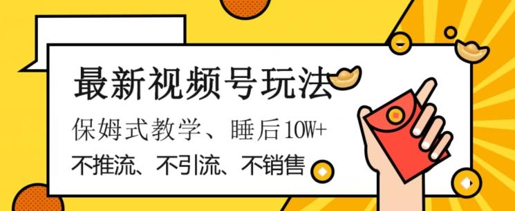 最新视频号玩法，不销售、不引流、不推广，躺着月入1W+，保姆式教学，小白轻松上手【揭秘】-E网资源