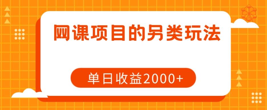 网课项目的另类玩法，单日收益2000+【揭秘】-E网资源