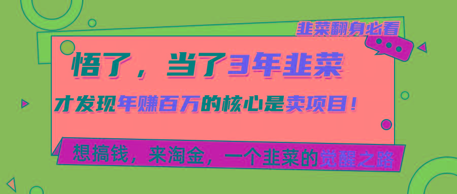悟了，当了3年韭菜，才发现网赚圈年赚100万的核心是卖项目，含泪分享！-E网资源
