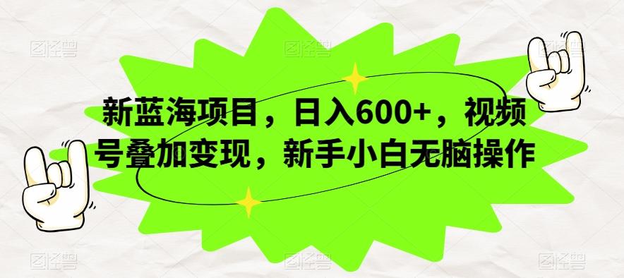 新蓝海项目，日入600+，视频号叠加变现，新手小白无脑操作【揭秘】-E网资源