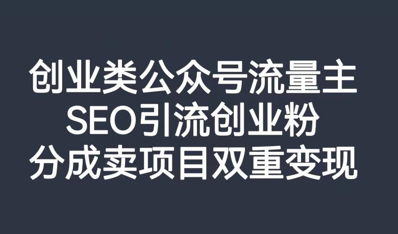 创业类公众号流量主，SEO引流创业粉，分成卖项目双重变现【揭秘】-E网资源