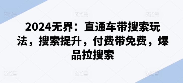 2024无界：直通车带搜索玩法，搜索提升，付费带免费，爆品拉搜索-E网资源
