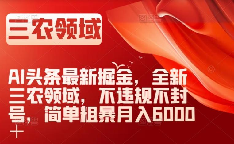 AI头条最新掘金，全新三农领域，不违规不封号，简单粗暴月入6000＋【揭秘】-E网资源
