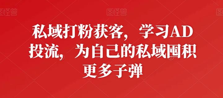 私域打粉获客，学习AD投流，为自己的私域囤积更多子弹-E网资源
