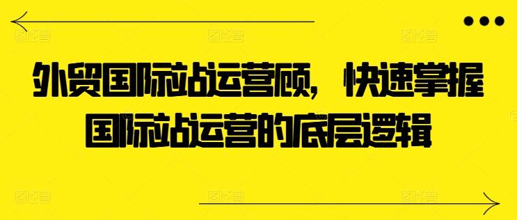 外贸国际站运营顾问，快速掌握国际站运营的底层逻辑-E网资源