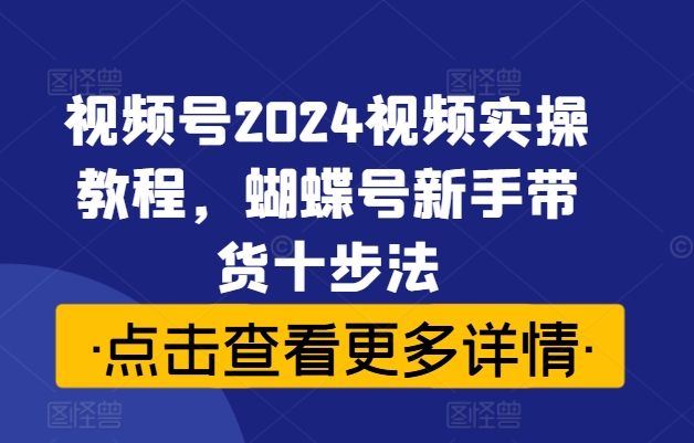 视频号2024视频实操教程，蝴蝶号新手带货十步法-E网资源