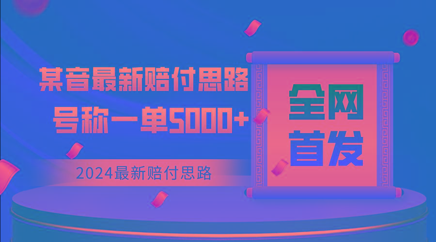 全网首发，2024最新某音赔付思路，号称一单收益5000+-E网资源