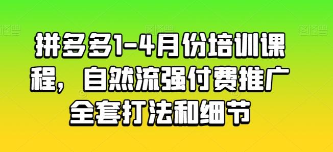 拼多多1-4月份培训课程，自然流强付费推广全套打法和细节-E网资源