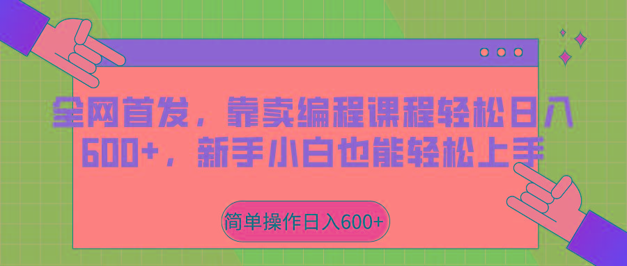 全网首发，靠卖编程课程轻松日入600+，新手小白也能轻松上手-E网资源