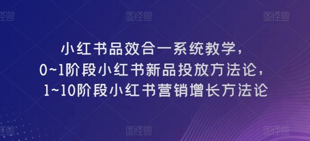 小红书品效合一系统教学，​0~1阶段小红书新品投放方法论，​1~10阶段小红书营销增长方法论-E网资源