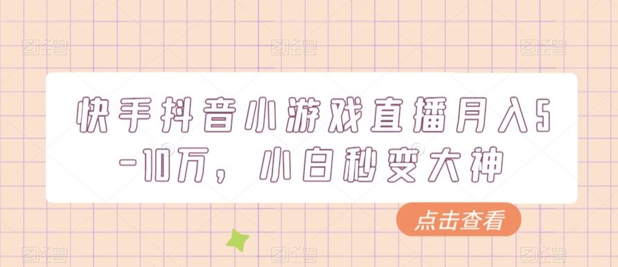 快手抖音小游戏直播月入5-10万，小白秒变大神-E网资源