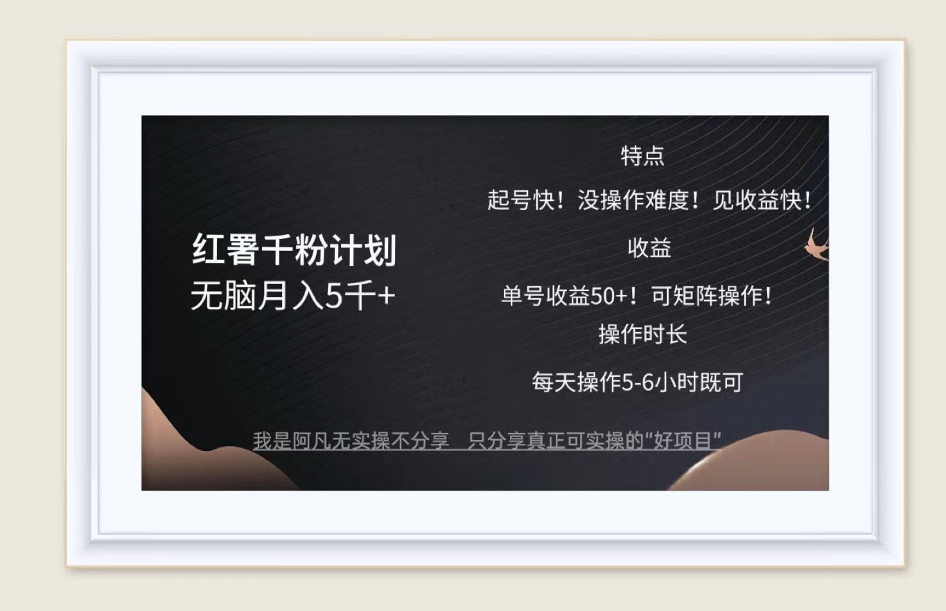红薯千粉计划无脑月入5千+！既做既赚！-E网资源
