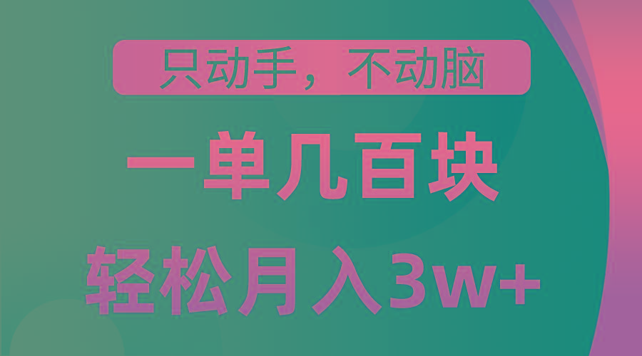 只动手不动脑，一单几百块，轻松月入3w+，看完就能直接操作，详细教程-E网资源