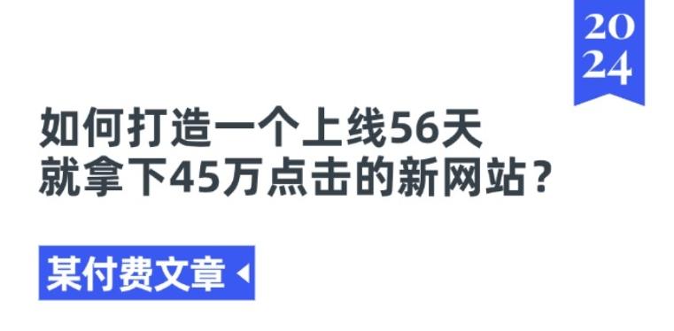 某付费文章《如何打造一个上线56天就拿下45万点击的新网站?》-E网资源