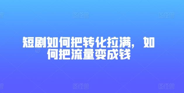 短剧如何把转化拉满，如何把流量变成钱-E网资源