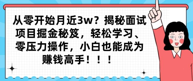 从零开始月近3w？揭秘面试项目掘金秘笈，轻松学习、零压力操作，小白也能成为赚钱高手-E网资源