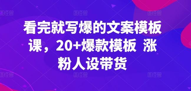 看完就写爆的文案模板课，20+爆款模板  涨粉人设带货-E网资源