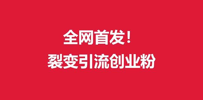 (全网首发)外面收费几千的裂变引流高质量创业粉-E网资源