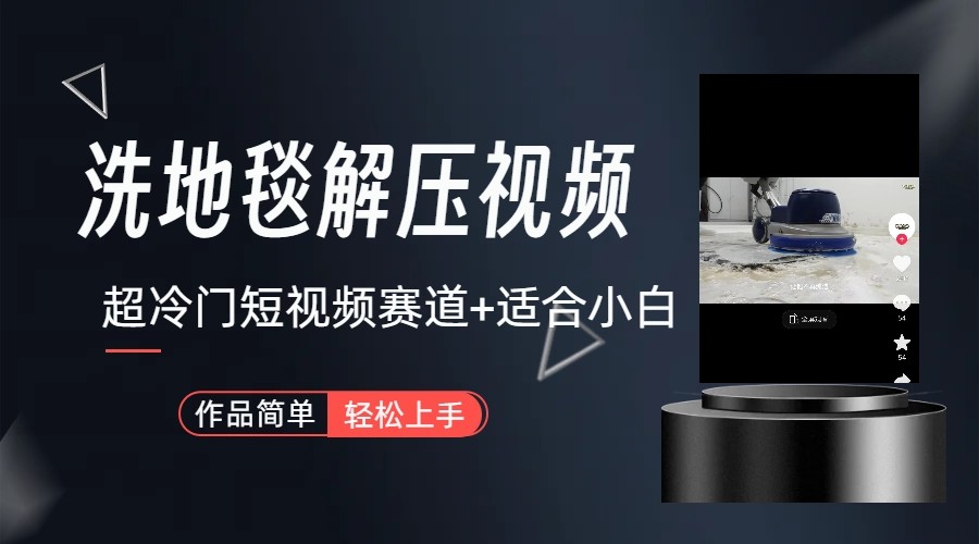 超冷门抖音赛道-清洗地毯解压视频-简单无脑怼作品-E网资源