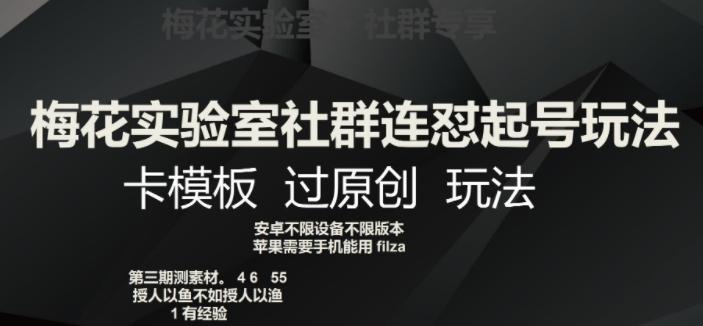 梅花实验室社群连怼起号玩法，卡模板过原创玩法【揭秘】-E网资源