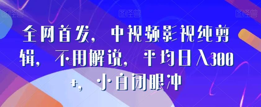 全网首发，中视频影视纯剪辑，不用解说，平均日入300+，小白闭眼冲-E网资源