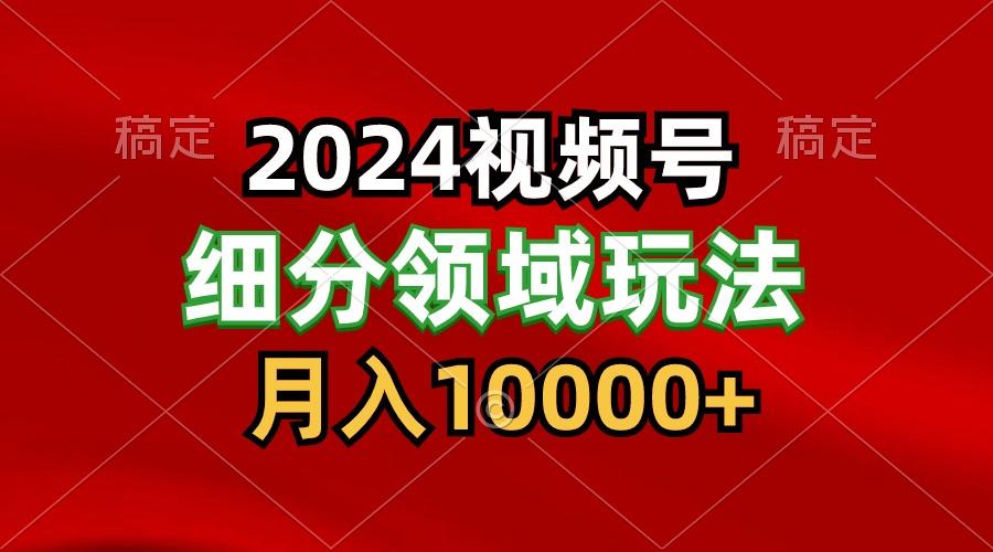 2024视频号分成计划细分领域玩法，每天5分钟，月入1W+-E网资源