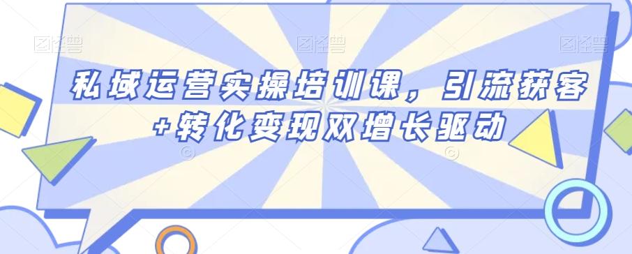 私域运营实操培训课，引流获客+转化变现双增长驱动-E网资源