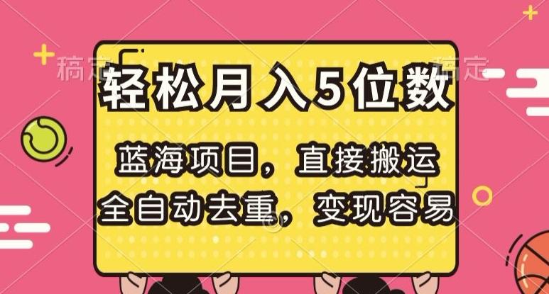 蓝海项目，直接搬运，全自动去重，变现容易，轻松月入5位数【揭秘】-E网资源