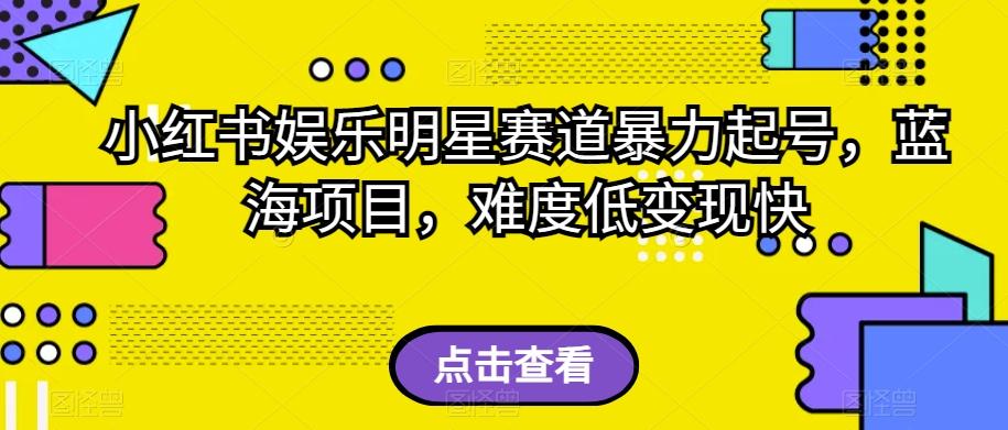 小红书娱乐明星赛道暴力起号，蓝海项目，难度低变现快【揭秘】-E网资源