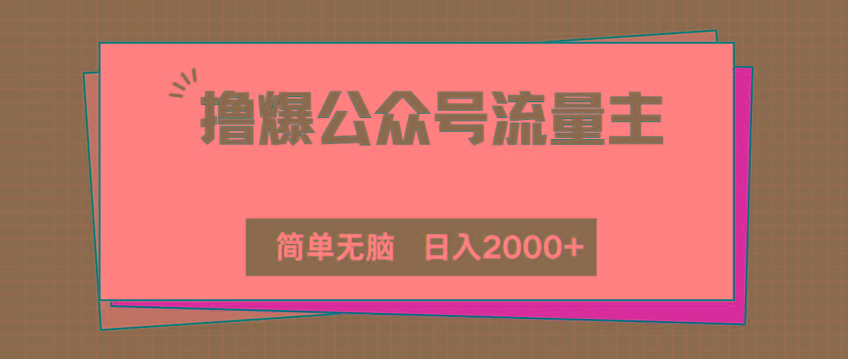 撸爆公众号流量主，简单无脑，单日变现2000+-E网资源