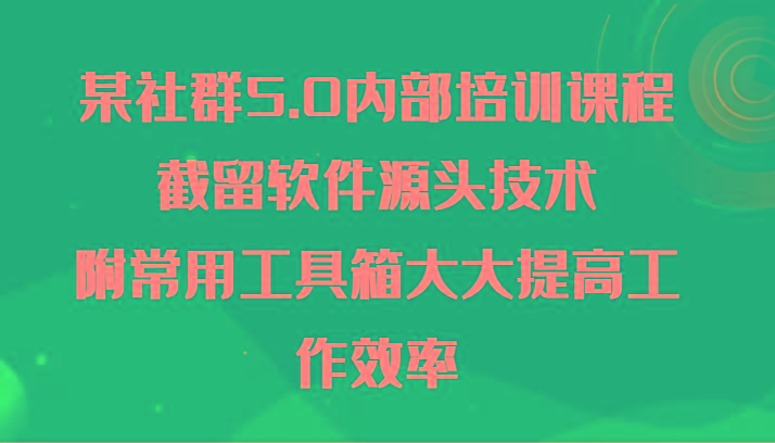 某社群5.0内部培训课程，截留软件源头技术，附常用工具箱大大提高工作效率-E网资源