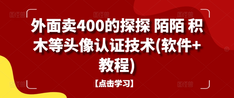 外面卖400的探探 陌陌 积木等头像认证技术(软件+教程)-E网资源