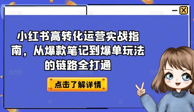 小红书高转化运营实战指南，从爆款笔记到爆单玩法的链路全打通-E网资源