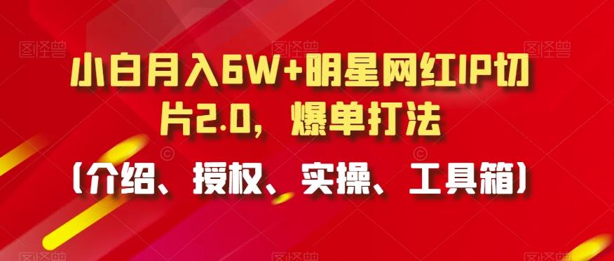 小白月入6W+明星网红IP切片2.0，爆单打法(介绍、授权、实操、工具箱)【揭秘】-E网资源