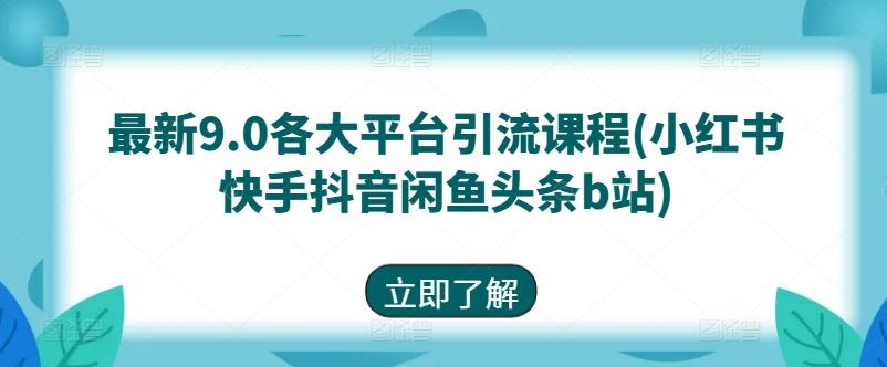 最新9.0各大平台引流课程(小红书快手抖音闲鱼头条b站)-E网资源