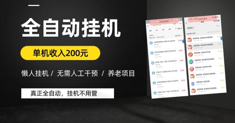 懒人挂机养老项目，全自动挂机无需人工看管，单机收入200元，可批量-E网资源
