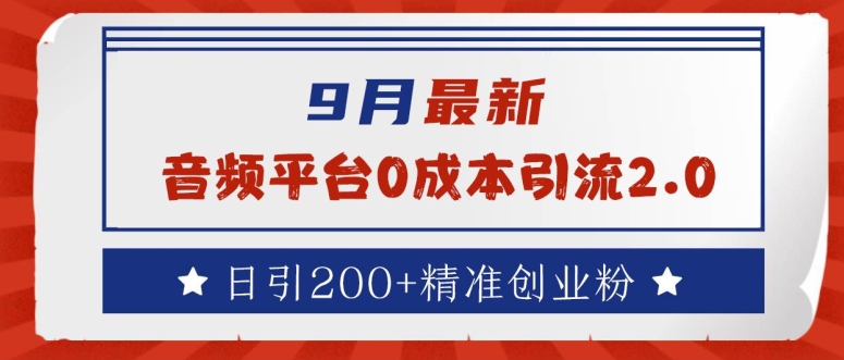 9月最新：音频平台0成本引流，日引200+精准创业粉【揭秘】-E网资源