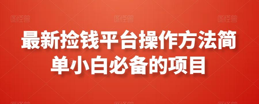 最新捡钱平台操作方法简单小白必备的项目-E网资源